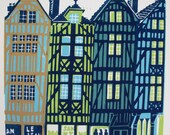 Troyes linocut print.