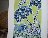 Seed Bloom linocut print.