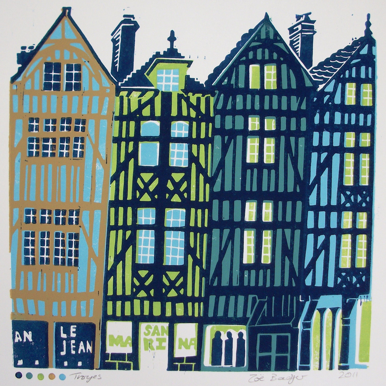 Troyes linocut print ref 139