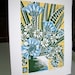 Vase of flowers linocut print.