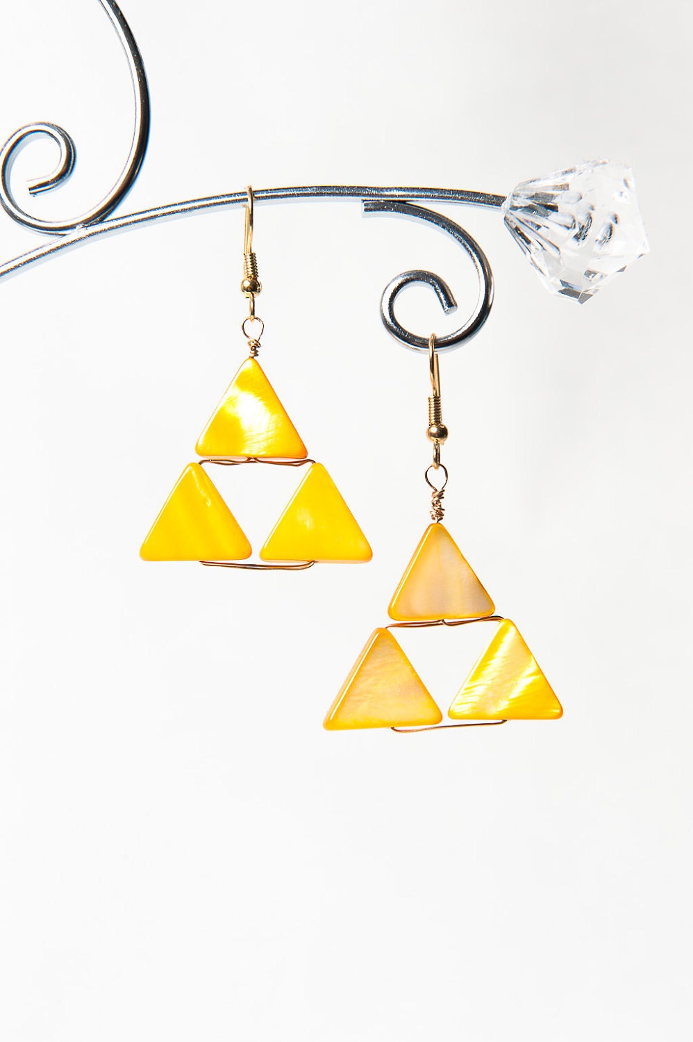 Zelda Triforce Mother of Pearl Shell Earrings