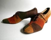 Vintage Shoes, Oxford Shoes Color Block Suede Size 7