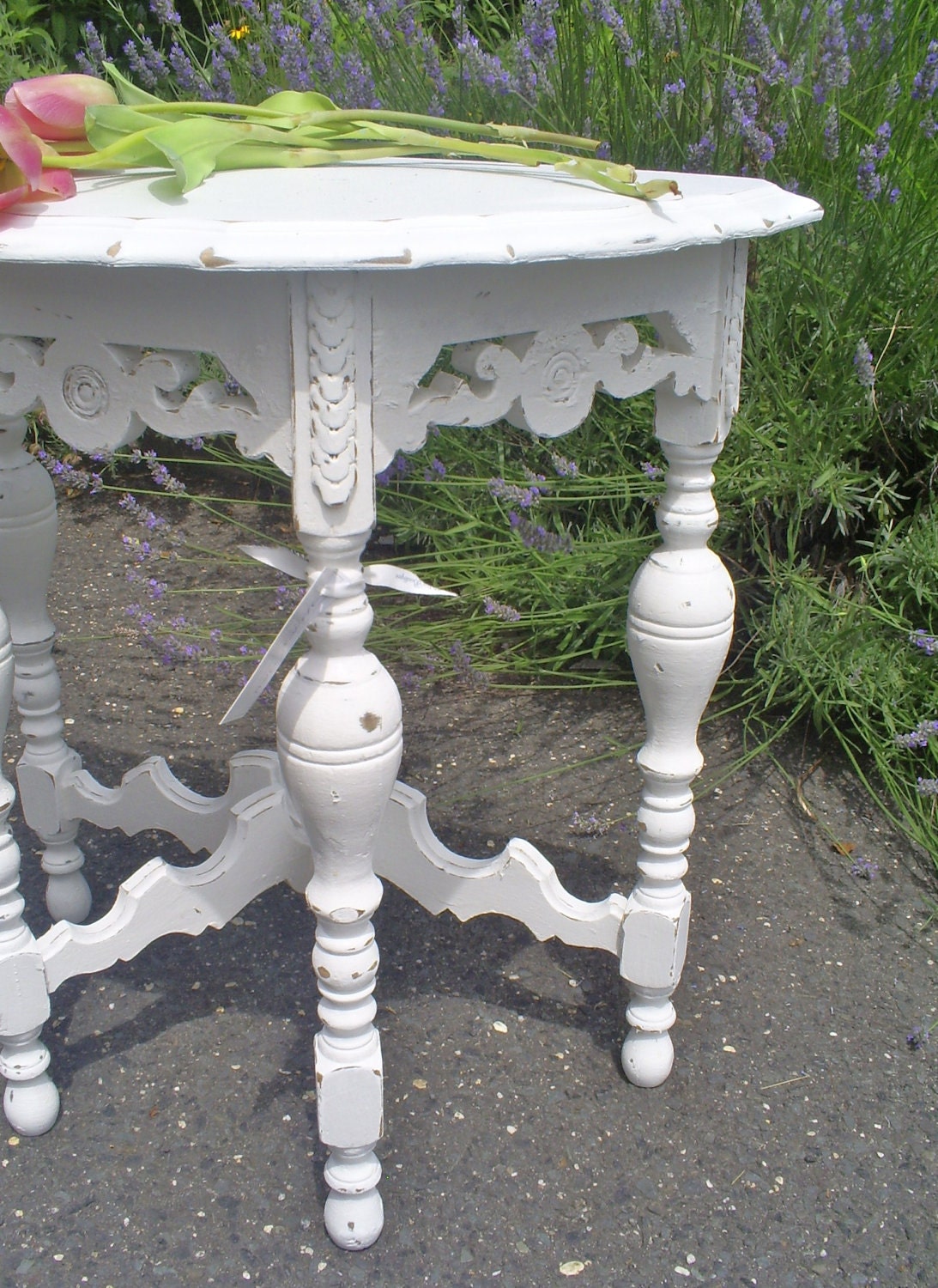 Sold           shabby chic table   demi lune  vintage        hold till monday
