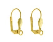 50pcs 19mm Yellow Brass Shell Leverback Earwires... these have a front ring that can open to add a loop from a pendant