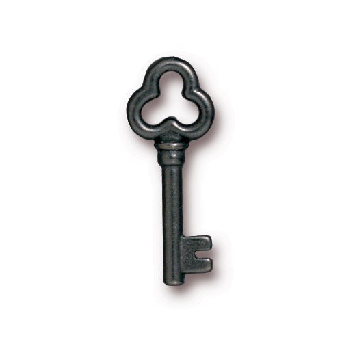 10 Charms - TierraCast Key Charms pewter with black finish 22 x 9 x 2.5mm