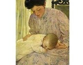 Mother and Infant, From 1909 Book Illustration, Blank Note Card-Free Shipping
