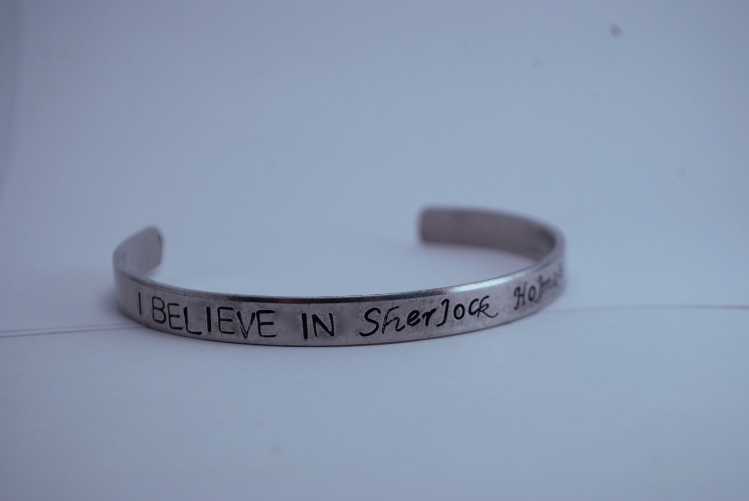 I Believe in Sherlock Holmes Stamped Cuff