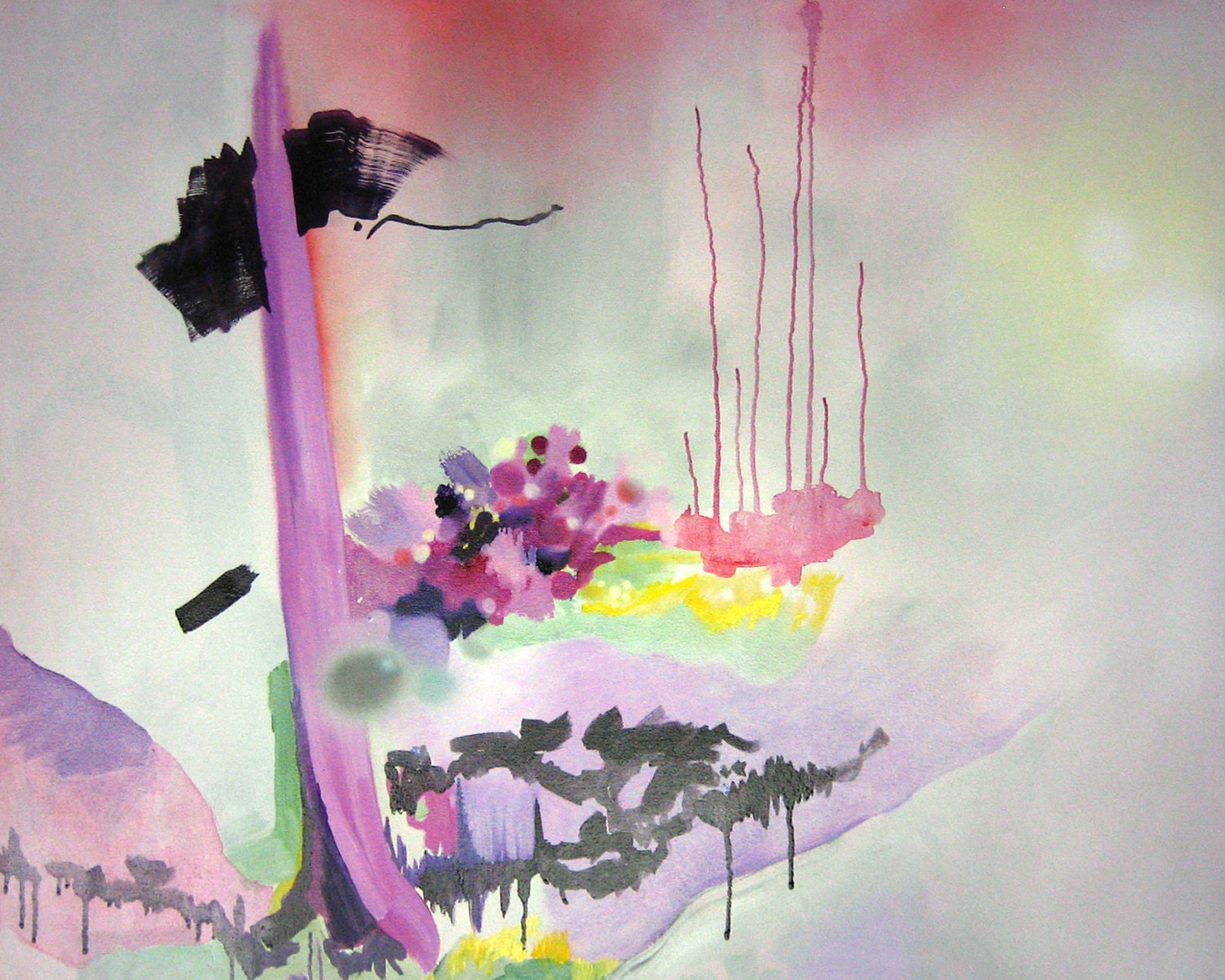 Pink Glow - 8x8 Fine Art Print - Abstract, Light, Stars, Hot Pink, Purple, Lavender, Drips, Tree, Fantasy, Pastel, Shapes, Energy, Flowers