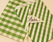 24 Green Candy Striped Favor Bags, Party Treat Bags, Candy, Baking Supplies, Packaging, Bakery Bags, Party Favor Bag