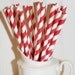 50 Ruby Red Stripe Paper Drinking Straws - Christmas - Party - Deep Rich Red - Birthday - Made In Usa