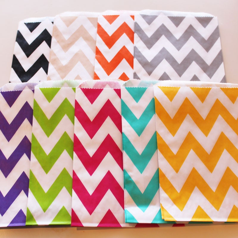Candy Stripe Favor Bags - 24 YOU PICK your COLORS - Wedding - Birthday - Packaging - Made In Usa
