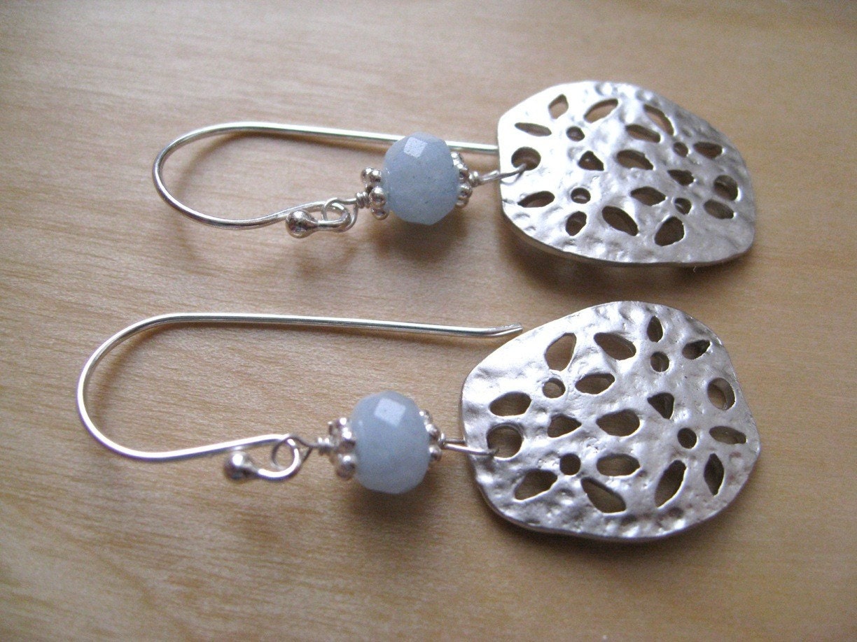 Aquamarine  modern Earrings in Silver