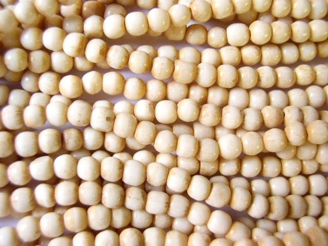 Antiqued Roundish Bone Beads 4mm (B9021)
