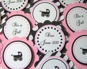 BABY SHOWER - Girl Baby Carriage PRINTABLE Cupcake Toppers - By A Blissful Nest Il_170x135
