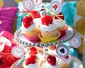 Alice In Wonderland Party Circles Cupcake Toppers - PRINTABLE - By A Blissful Nest - As Seen On Hostess With The Mostess