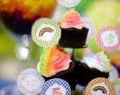 Rainbow Cupcake Toppers Party Circles - PRINTABLE - By A Blissful Nest