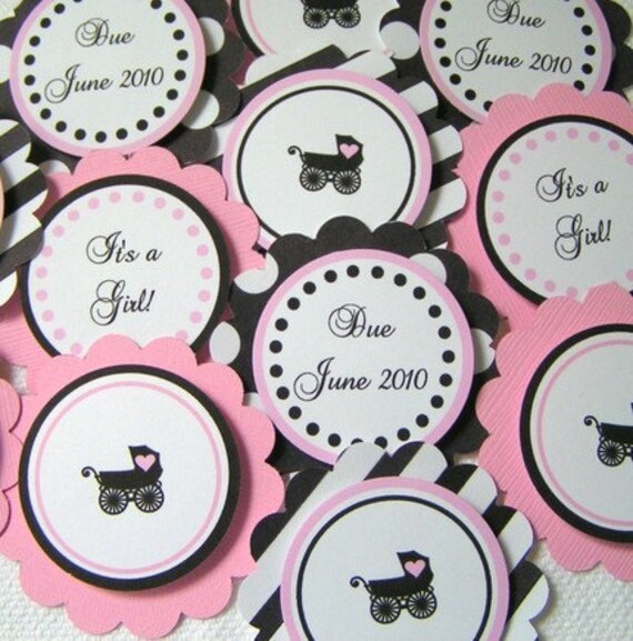 BABY SHOWER - Girl Baby Carriage PRINTABLE Cupcake Toppers - By A Blissful Nest Il_570xn