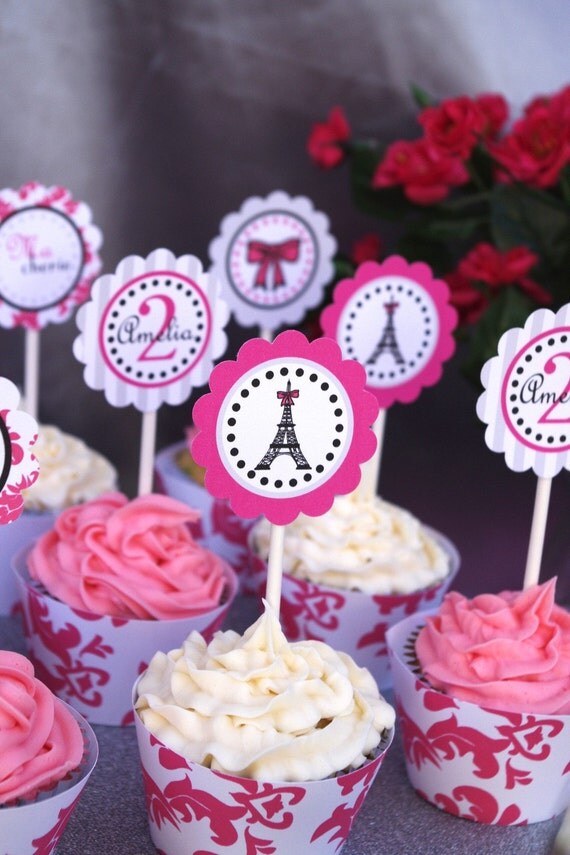 Paris Party Circles Cupcake Toppers - PRINTABLE - By A Blissful Nest Il_570xn