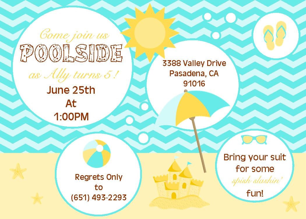 Pool Party Birthday Invitation - PRINTABLE - By A Blissful Nest Il_570xn