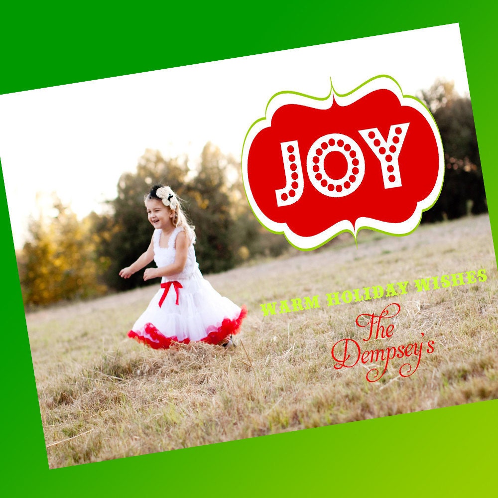 CHRISTMAS CARD Holiday Photo Card - Joy To The World - PRINTABLE - By A Blissful Nest Il_570xn