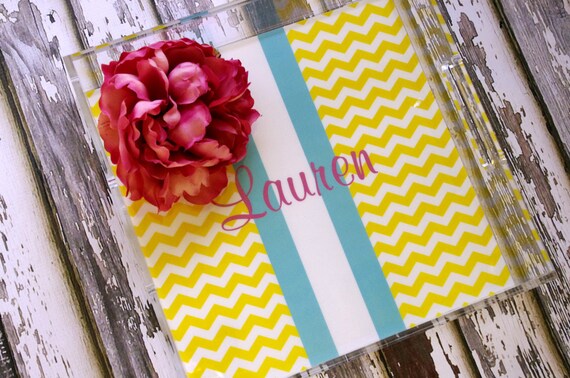 Lucite Tray - 12x12 Acrylic Tray - By A Blissful Nest - customize with pattern and colors Il_570xn