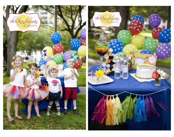 Rainbow Birthday Party Decorations Package Collection - PRINTABLE - By A Blissful Nest