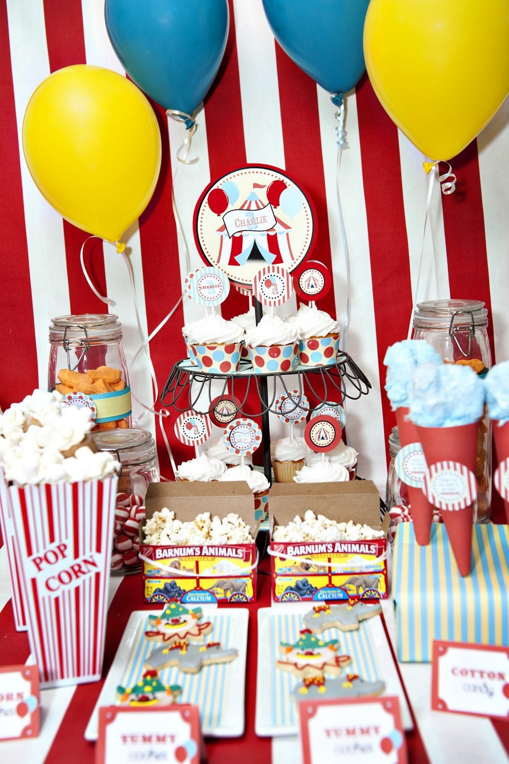 Circus Carnival Big Top PRINTABLE Cupcake Toppers Party Circles - By A Blissful Nest