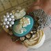 Wrist Corsage Bracelets Flower Vintage Brooch Cuff Bridal Fabric Flower - Jewel Tone