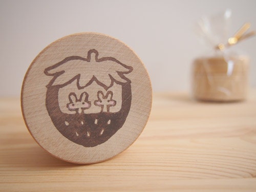Strawberry bunny rabbit wooden box