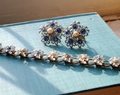 Vintage 1950s FLORAL PRINCESS earrings-bracelet set