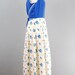 70s maxi dress floral cotton blue country