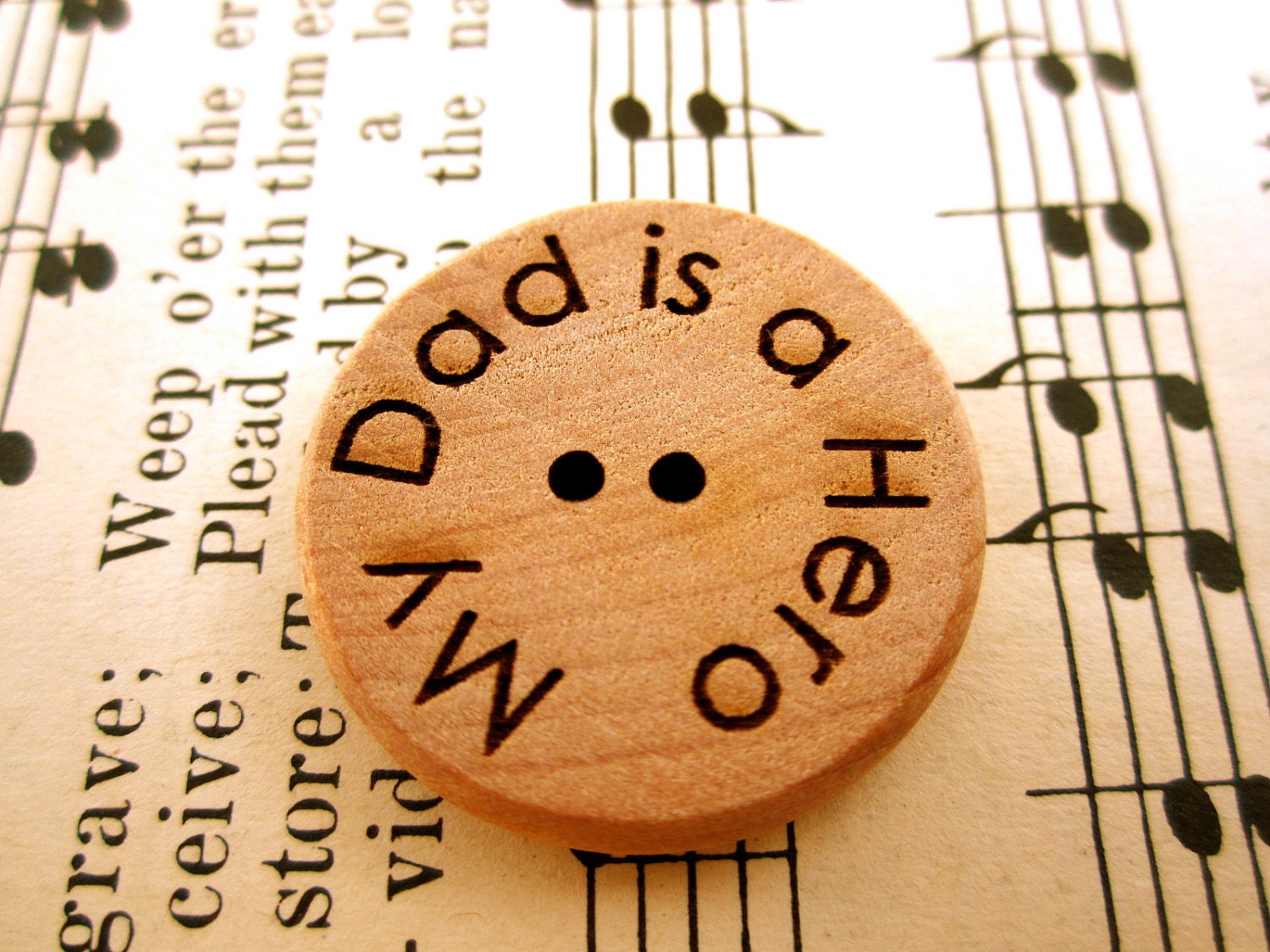 Set of 5- My Dad is a Hero- 1 inch Wooden Engraved Buttons