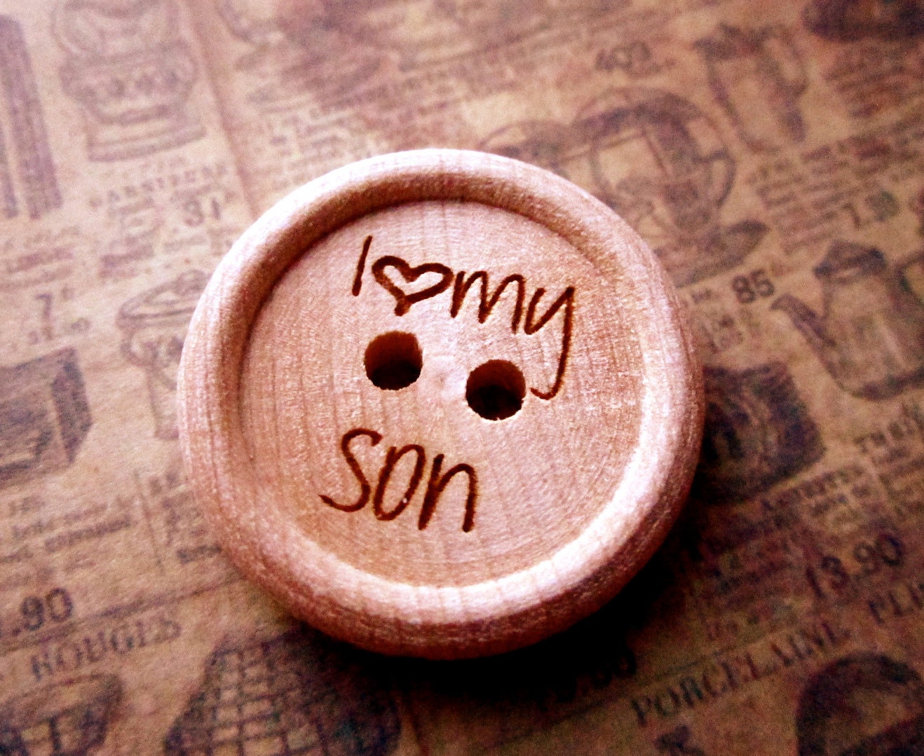 Set of 5- I Love My Son -1 inch Wooden Engraved Buttons