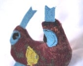 funny little taggie monster of upcycled wool