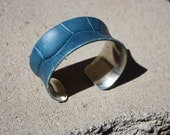 Alligator Skin Leather Cuff Bracelet - Ocean Blue mini cuff