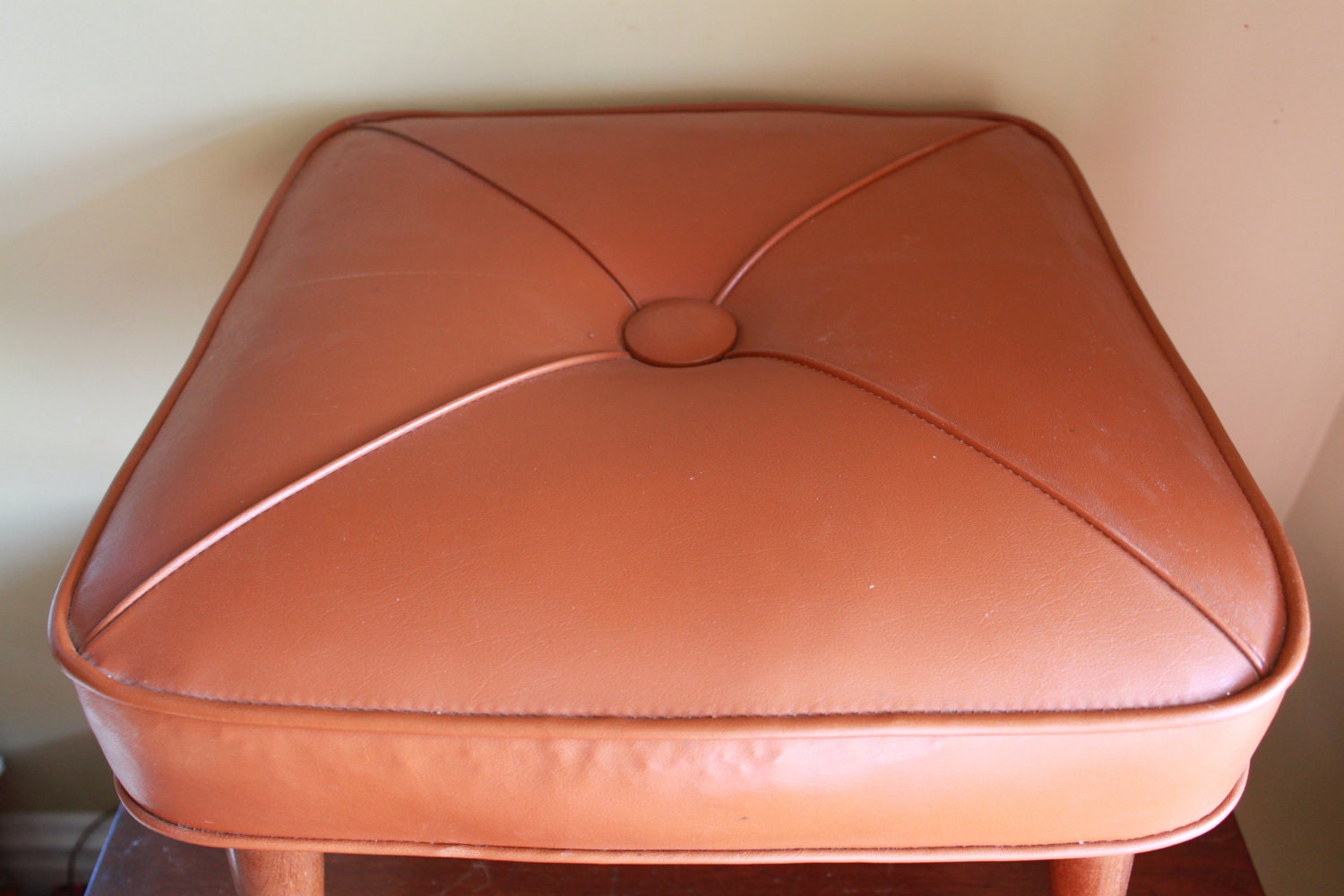 Modern Retro Square Brown Ottoman Stool Foot Rest