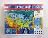 United States of America Picture Map Whitman Puzzle 1965 / Complete