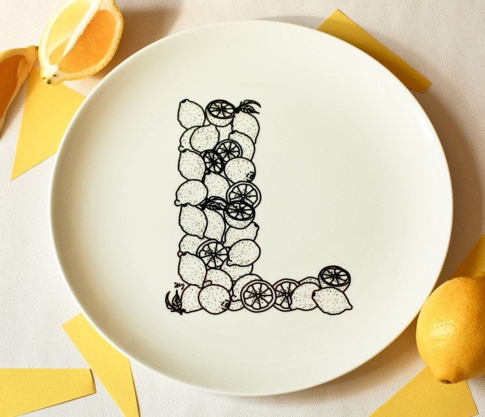 L for Lemons - Alphabet Ceramic Plate