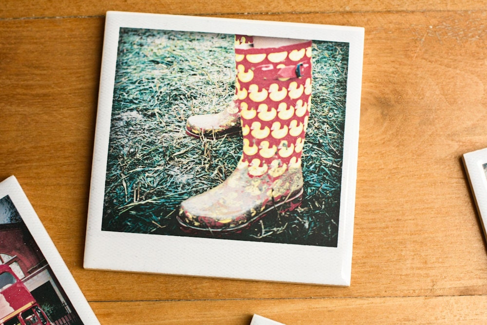 Polaroid Ceramic Coaster - Yellow Duck Wellies