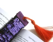 Sequined Purple Bookmark Orange Tassel Handmade Crafts