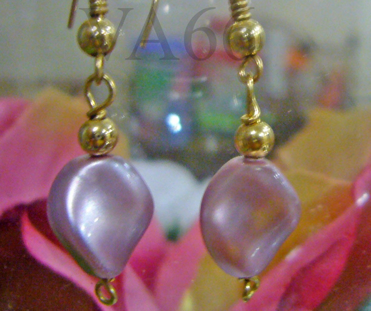 Bridal 14KGF Wire Wrap Swarovski Pearl Twist Pink Earrings 925 Sterling Silver Bridesmaids, mob prom, gift, birthday, mother, child