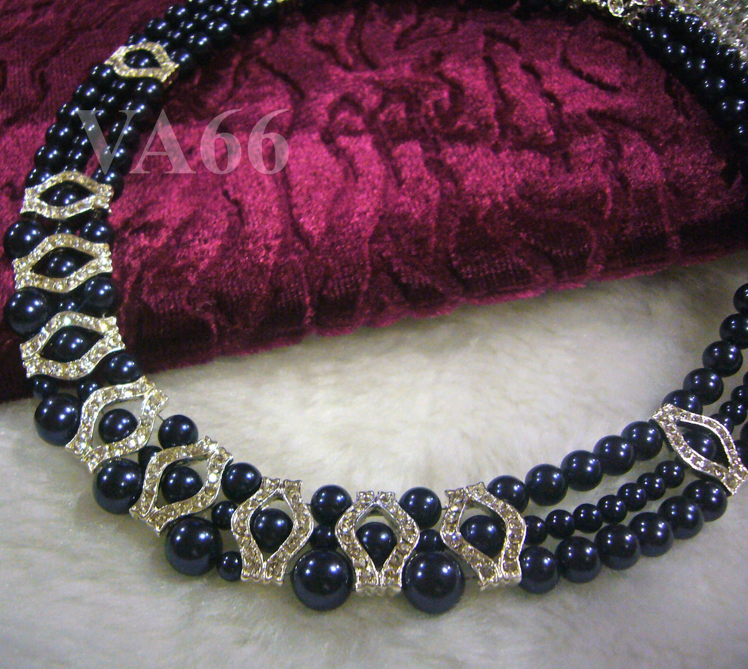 Bridal 18KGP Rhinestone Diamond look Swarovski Pearl Necklace Something Blue or 27 Color Choices Wedding, Bride, Bridemaid