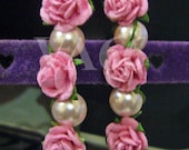 Bridal 8mm Pearl Earrings with Rose Flowers Swarovski Rosaline Pearls for Bride, Bridesmaids, Flower Girl, Christmas, Spring, MOB