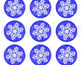 Snowflake Blue 1 inch digital images for bottle caps, scrapbooking, tags  4X6 digital graphics collage sheet