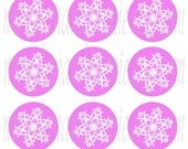 SNOWFLAKE LAVENDAR 1 inch digital images for bottle caps, scrapbooking, tags  4X6 digital graphics collage sheet