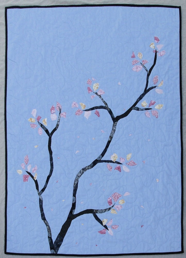 Organic Cherry Blossom Lap Throw Quilt Ready to Ship