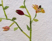 Organic Throw Quilt Applique Flowering Vine, Ready to Ship