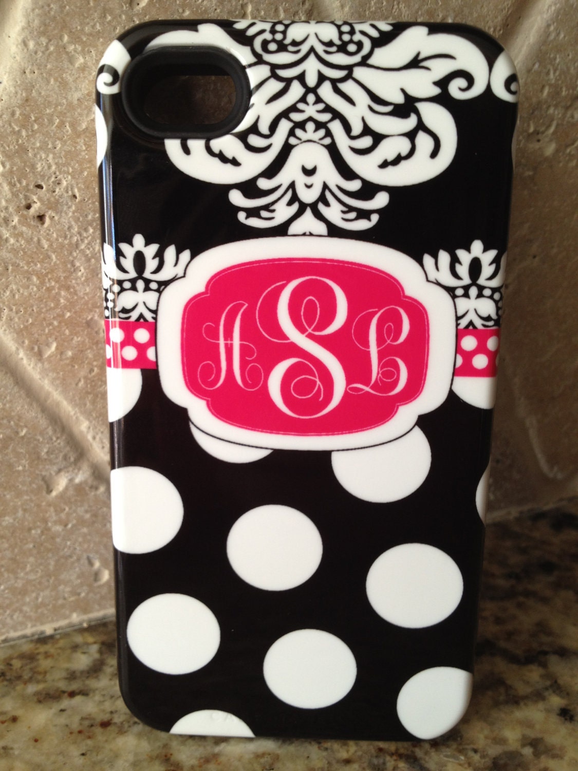 Personalized Cell Phone Protective Case - Damask Dot