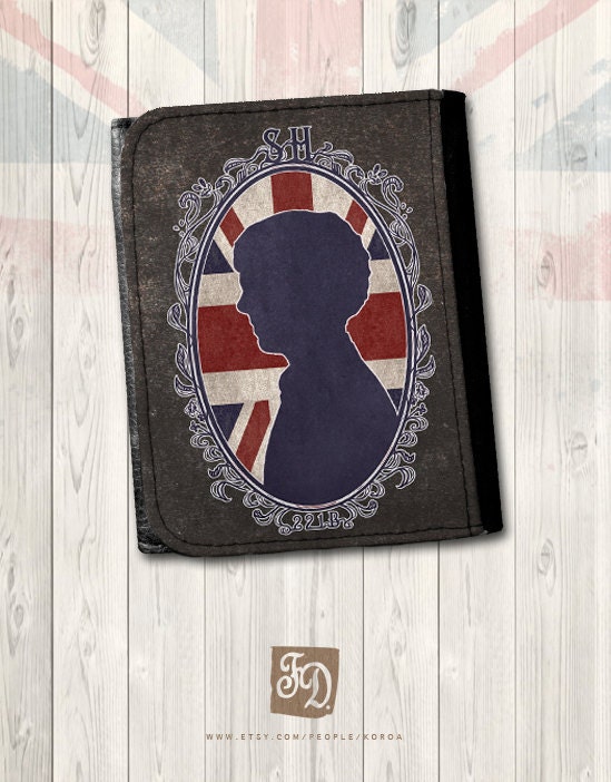 SHERLOCK cameo leather wallet , Sherlock Holmes, Union Jack