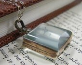 glass locket sterling silver heirloom keepsake remembrance necklace antique finish